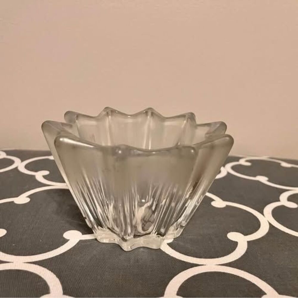 MIKASA Frosted Glass Poinsettia Votive Candle Holder 3” x 5.5”
